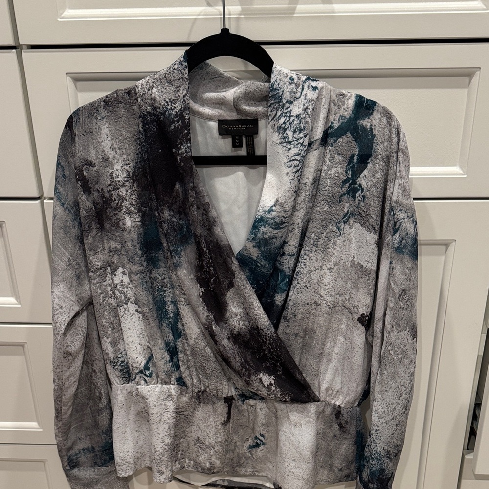 Donna Karan Black and Gray Blouse